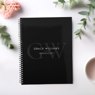Minimalist Black Monogram Initials Professional Planner