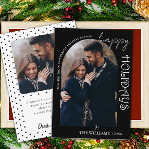 Minimalist Black Multi Photo Happy Holidays Card