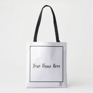 Minimalist Black Name Shopping or Cross Body Style Tote Bag