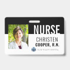 Minimalist Black Nurse RN Hospital Photo ID