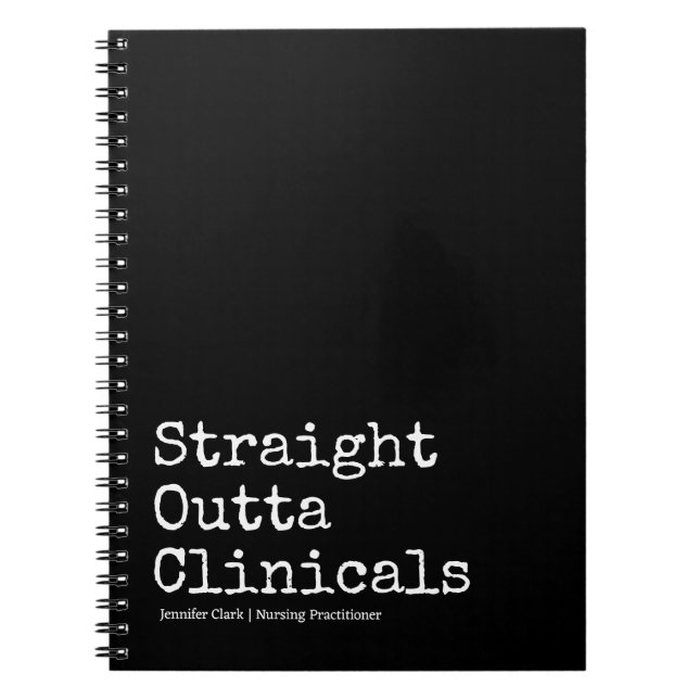 Minimalist Black Nursing Student College Study Notebook (Front)