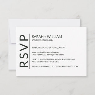 Minimalist Black on White Modern RSVP Card