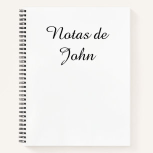 Minimalist Black on White Notas Spanish Notebook