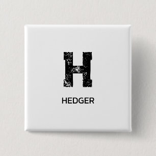 MINIMALIST BLACK ONE LETTER MONOGRAM NAME WHITE 15 CM SQUARE BADGE