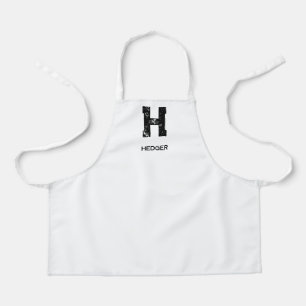 MINIMALIST BLACK ONE LETTER MONOGRAM NAME WHITE APRON