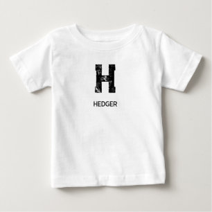 MINIMALIST BLACK ONE LETTER MONOGRAM NAME WHITE BABY T-Shirt