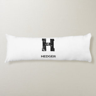 MINIMALIST BLACK ONE LETTER MONOGRAM NAME WHITE BODY CUSHION