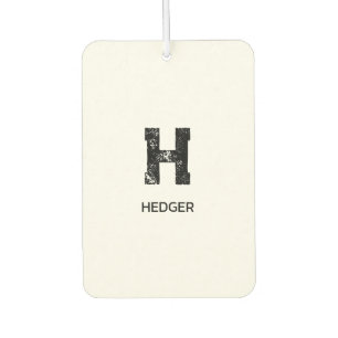 MINIMALIST BLACK ONE LETTER MONOGRAM NAME WHITE CAR AIR FRESHENER
