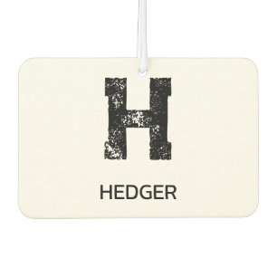 MINIMALIST BLACK ONE LETTER MONOGRAM NAME WHITE CAR AIR FRESHENER
