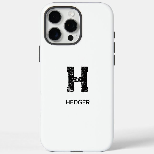 MINIMALIST BLACK ONE LETTER MONOGRAM NAME WHITE Case-Mate iPhone CASE (Back)