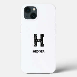 MINIMALIST BLACK ONE LETTER MONOGRAM NAME WHITE iPhone 13 CASE