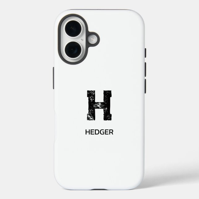 MINIMALIST BLACK ONE LETTER MONOGRAM NAME WHITE Case-Mate iPhone CASE (Back)