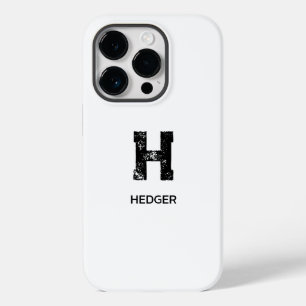 MINIMALIST BLACK ONE LETTER MONOGRAM NAME WHITE Case-Mate iPhone 14 PRO CASE