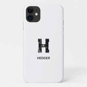 MINIMALIST BLACK ONE LETTER MONOGRAM NAME WHITE Case-Mate iPhone CASE