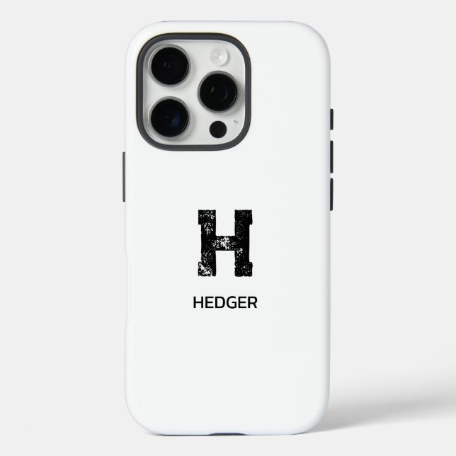 MINIMALIST BLACK ONE LETTER MONOGRAM NAME WHITE  Case-Mate iPhone CASE (Back)