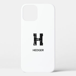 MINIMALIST BLACK ONE LETTER MONOGRAM NAME WHITE iPhone 12 PRO CASE