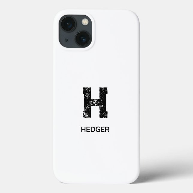 MINIMALIST BLACK ONE LETTER MONOGRAM NAME WHITE Case-Mate iPhone CASE (Back)