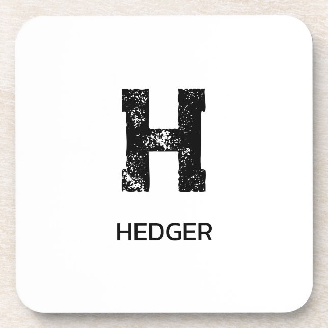MINIMALIST BLACK ONE LETTER MONOGRAM NAME WHITE COASTER (Front)