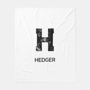 MINIMALIST BLACK ONE LETTER MONOGRAM NAME WHITE FLEECE BLANKET