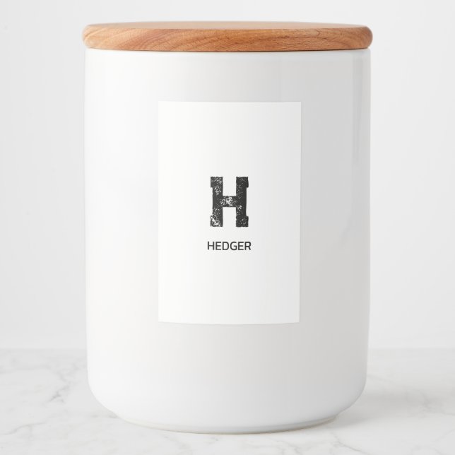 MINIMALIST BLACK ONE LETTER MONOGRAM NAME WHITE FOOD LABEL (Front)