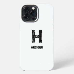 MINIMALIST BLACK ONE LETTER MONOGRAM NAME WHITE iPhone 13 PRO MAX CASE