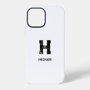 MINIMALIST BLACK ONE LETTER MONOGRAM NAME WHITE iPhone 12 PRO CASE
