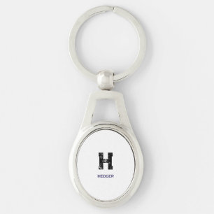 MINIMALIST BLACK ONE LETTER MONOGRAM NAME WHITE KEY RING