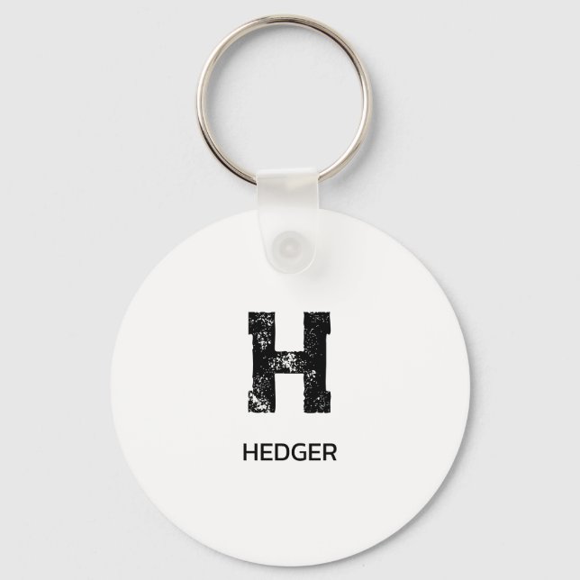 MINIMALIST BLACK ONE LETTER MONOGRAM NAME WHITE KEY RING (Front)