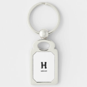 MINIMALIST BLACK ONE LETTER MONOGRAM NAME WHITE KEY RING