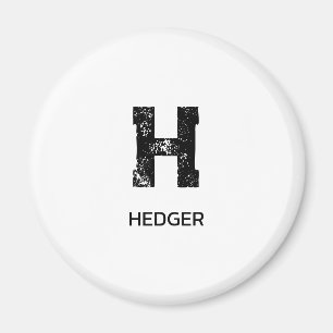 MINIMALIST BLACK ONE LETTER MONOGRAM NAME WHITE MAGNET