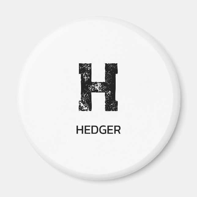 MINIMALIST BLACK ONE LETTER MONOGRAM NAME WHITE MAGNET (Front)