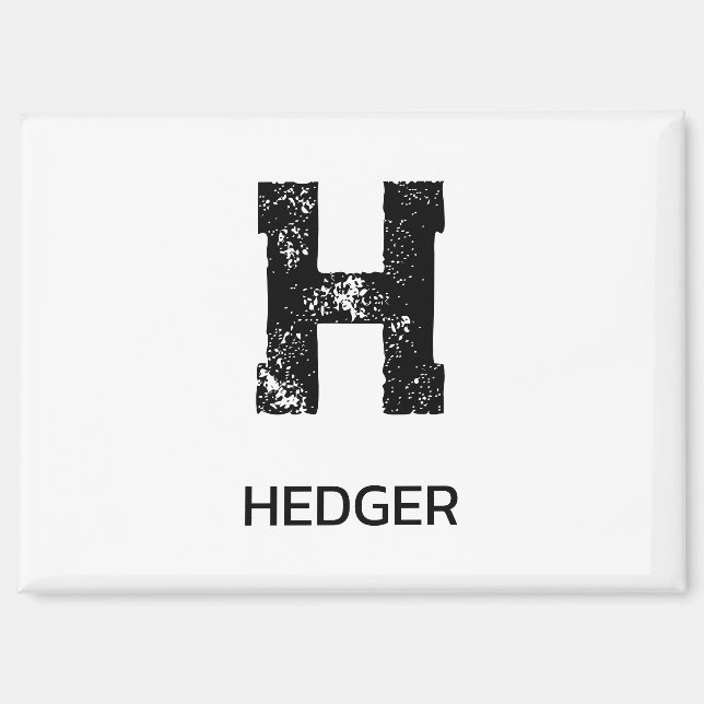 MINIMALIST BLACK ONE LETTER MONOGRAM NAME WHITE MAGNET (Front)