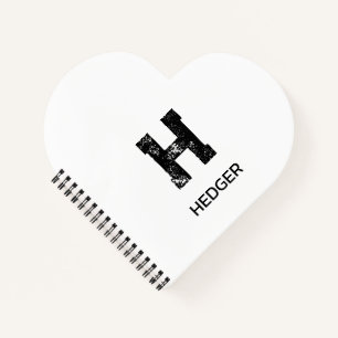 MINIMALIST BLACK ONE LETTER MONOGRAM NAME WHITE NOTEBOOK