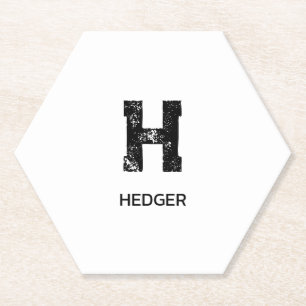 MINIMALIST BLACK ONE LETTER MONOGRAM NAME WHITE PAPER COASTER