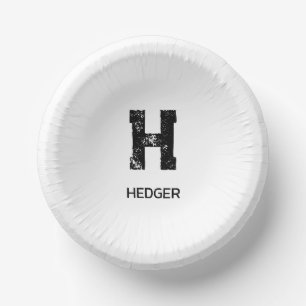 MINIMALIST BLACK ONE LETTER MONOGRAM NAME WHITE PAPER PLATE