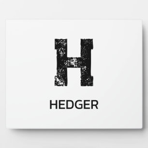 MINIMALIST BLACK ONE LETTER MONOGRAM NAME WHITE PLAQUE