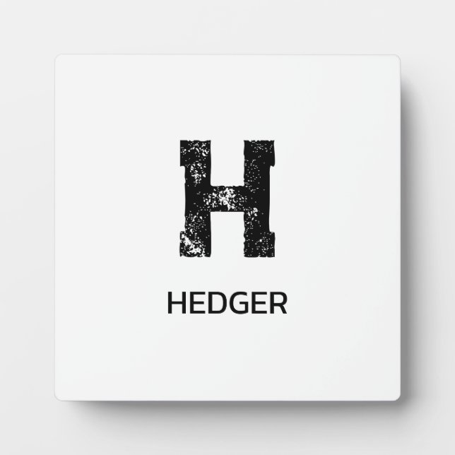 MINIMALIST BLACK ONE LETTER MONOGRAM NAME WHITE PLAQUE (Front)
