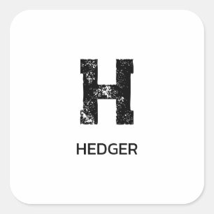 MINIMALIST BLACK ONE LETTER MONOGRAM NAME WHITE SQUARE STICKER