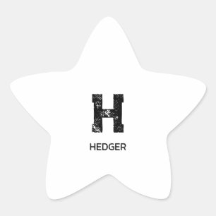 MINIMALIST BLACK ONE LETTER MONOGRAM NAME WHITE STAR STICKER