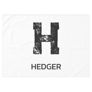 MINIMALIST BLACK ONE LETTER MONOGRAM NAME WHITE TABLECLOTH