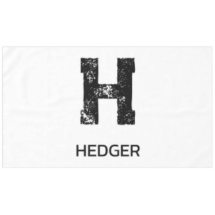 MINIMALIST BLACK ONE LETTER MONOGRAM NAME WHITE TABLECLOTH