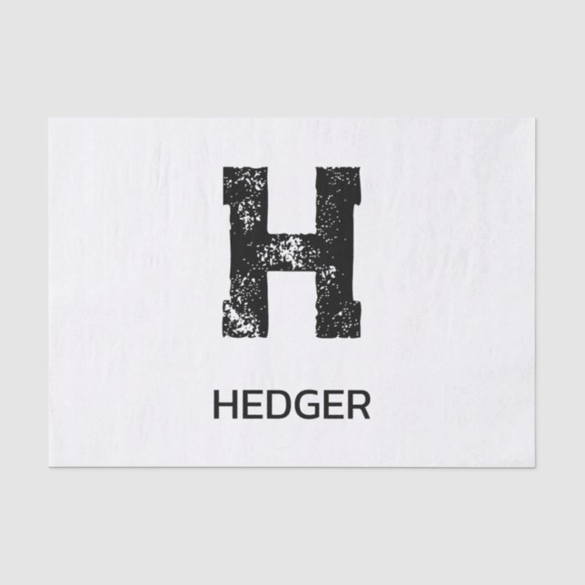 MINIMALIST BLACK ONE LETTER MONOGRAM NAME WHITE TISSUE PAPER (Front)
