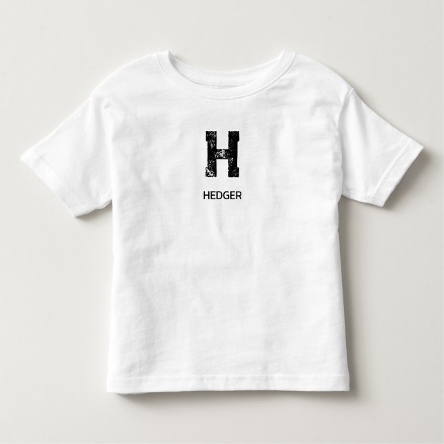 MINIMALIST BLACK ONE LETTER MONOGRAM NAME WHITE TODDLER T-Shirt (Front)