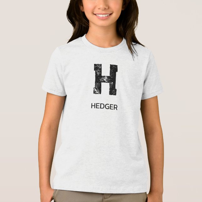 MINIMALIST BLACK ONE LETTER MONOGRAM NAME WHITE Tri-Blend SHIRT (Front)