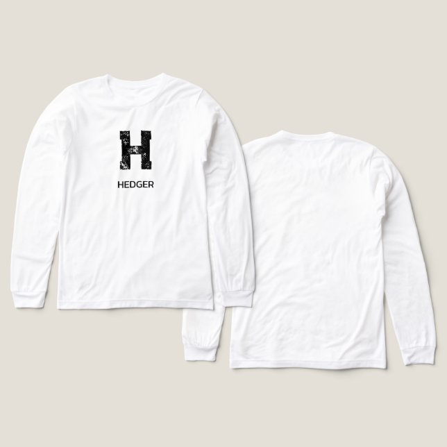 MINIMALIST BLACK ONE LETTER MONOGRAM NAME WHITE Tri-Blend SHIRT (Design Front & Back)