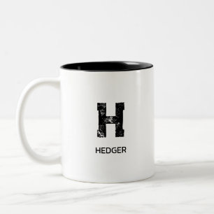 MINIMALIST BLACK ONE LETTER MONOGRAM NAME WHITE Two-Tone COFFEE MUG