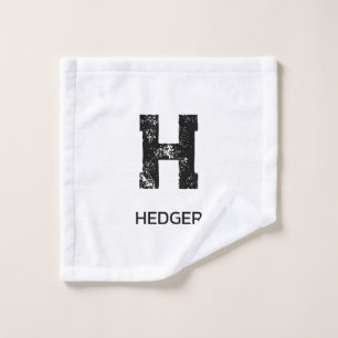 MINIMALIST BLACK ONE LETTER MONOGRAM NAME WHITE WASH CLOTH