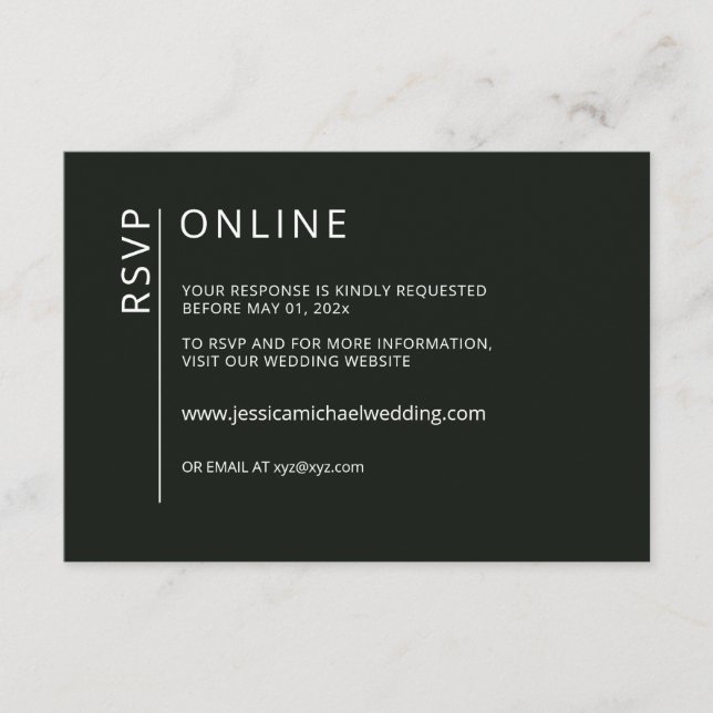 Minimalist Black Online RSVP Card (Front)