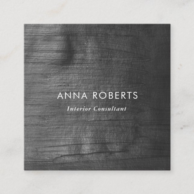 Minimalist Black painted square business card (Front)