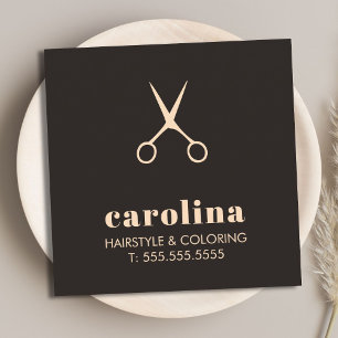 Minimalist Black Pastel Scissors HairStylist Square Business Card